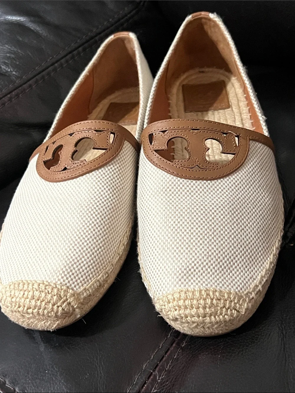 Tory Burch leather perforated neutral